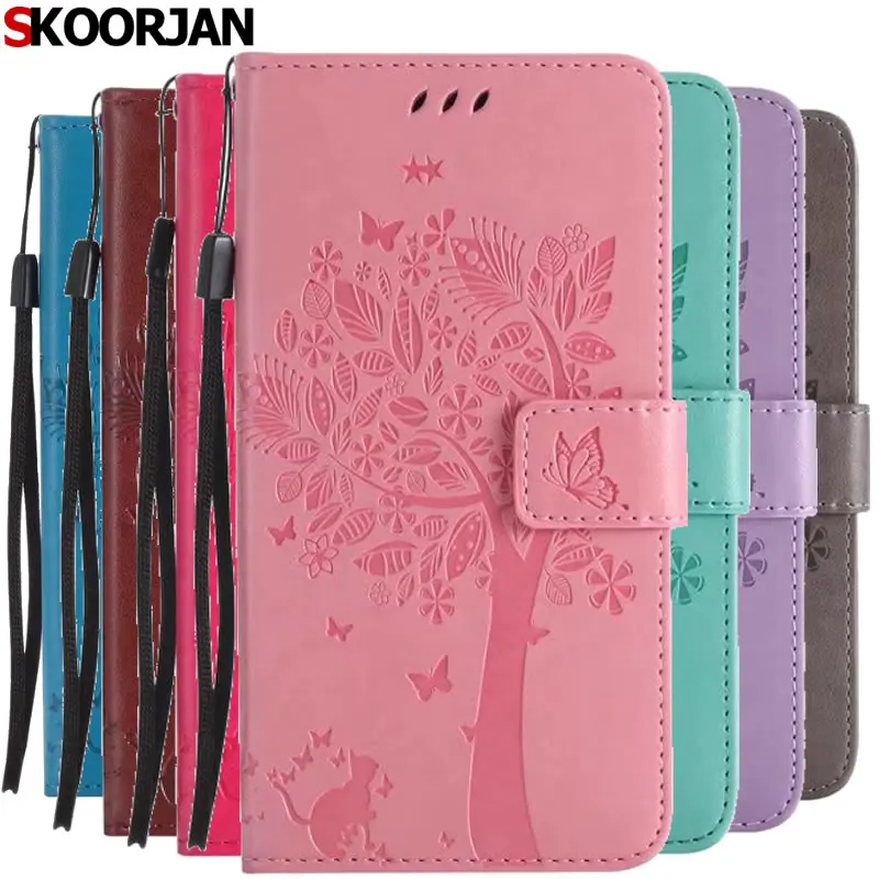 Для Coque LG K7 X210DS чехол кошка и дерева тиснением Флип Бумажник Стенд держатель PU