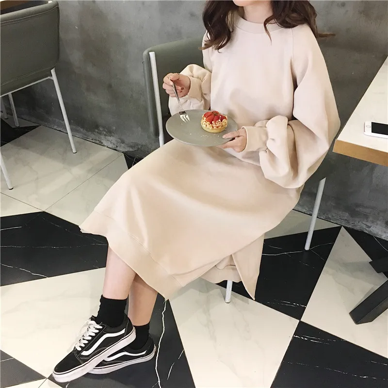 Casual Loose Long Sweatshirt Women Clothing Plus Size Thick Winter Warm Pullover Student Fashion Lantern Sleeve Femme | Женская одежда