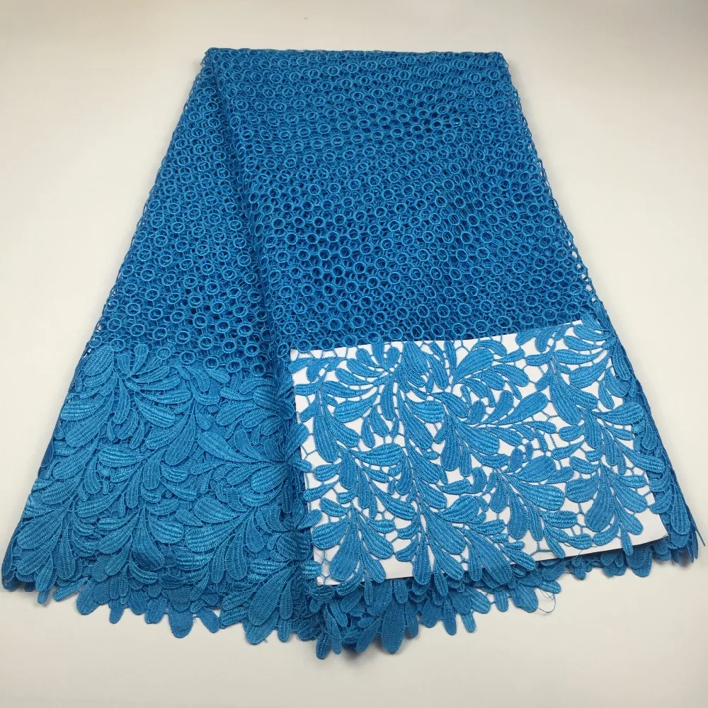 Новейший дизайн Королевский синий цветной гипюр кружевной ткани 5 ярдов/лот
