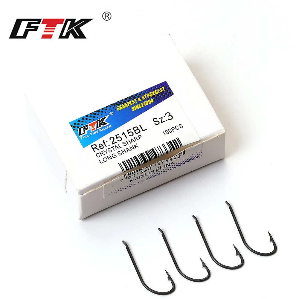 

FTK Long Shank Fishhooks Fish Hook 1#-17# 100Pcs/Lot Hooks From Norway For Jigging Carp Anzol Fishhook Fishing Tackle SHARP