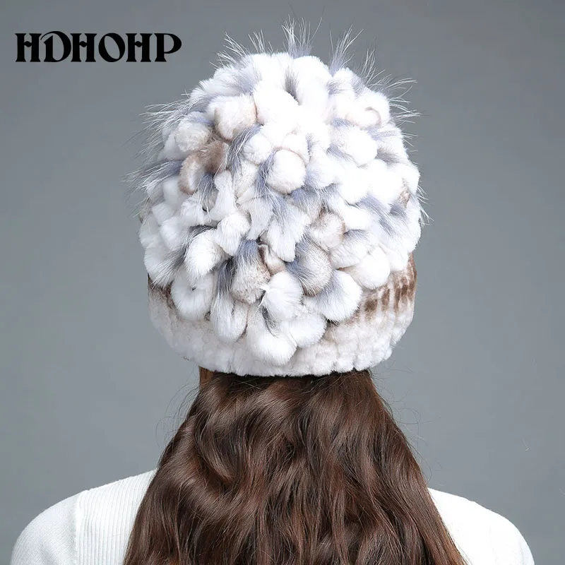 HDHOHR 2017 новая зимняя теплая женская шапка из натурального меха настоящий мех
