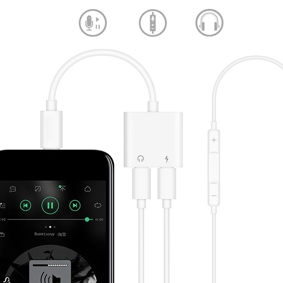 Adaptador для iPhone X 7 Plus наушники адаптер Lightning сплиттер зарядный кабель IOS 12 2 адаптера