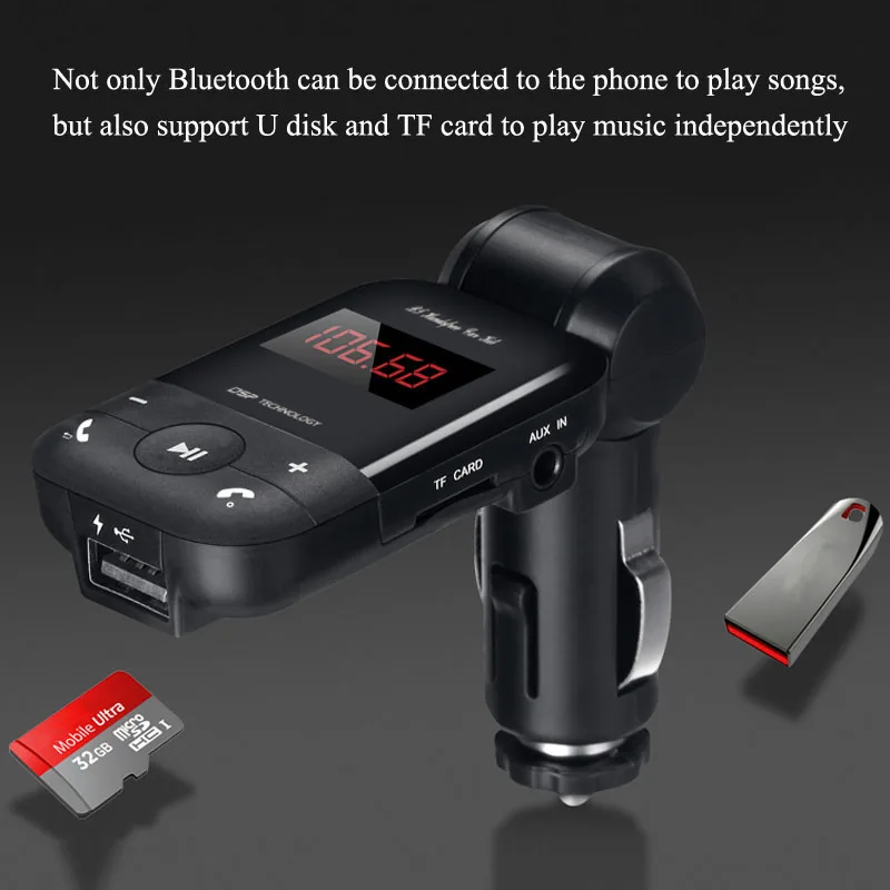 Автомобильный комплект JaJaBor, громкая связь, MP3 аудио плеер, Bluetooth, fm-передатчик, поддержка u-диска, TF карта, 5 В, 2.1A, USB, автомобильное зарядное устройство