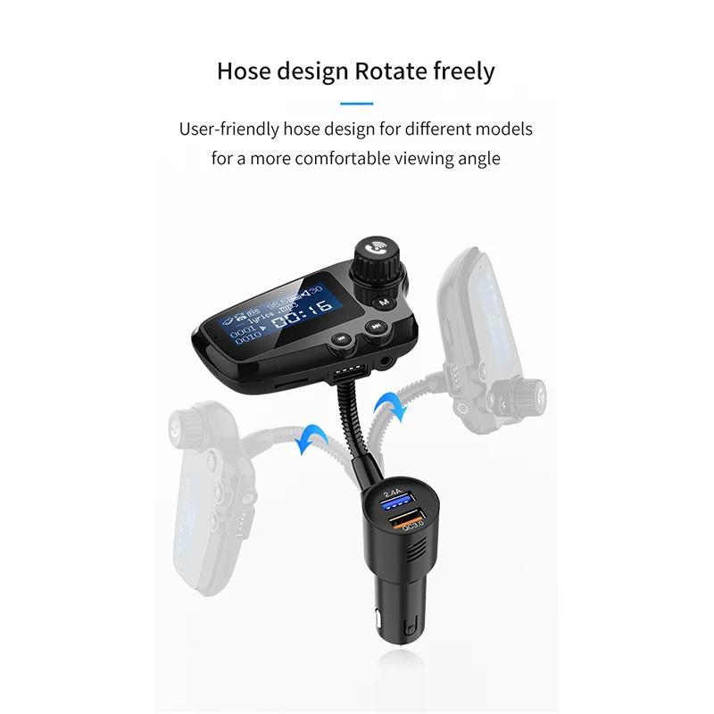 Автомобильный MP3-плеер Bluetooth fm-передатчик Hands-free автомобильный аудио-mp3 модулятор 1,74 дюймовый ЖК-дисплей 2.4A USB Автомобильное зарядное устройство