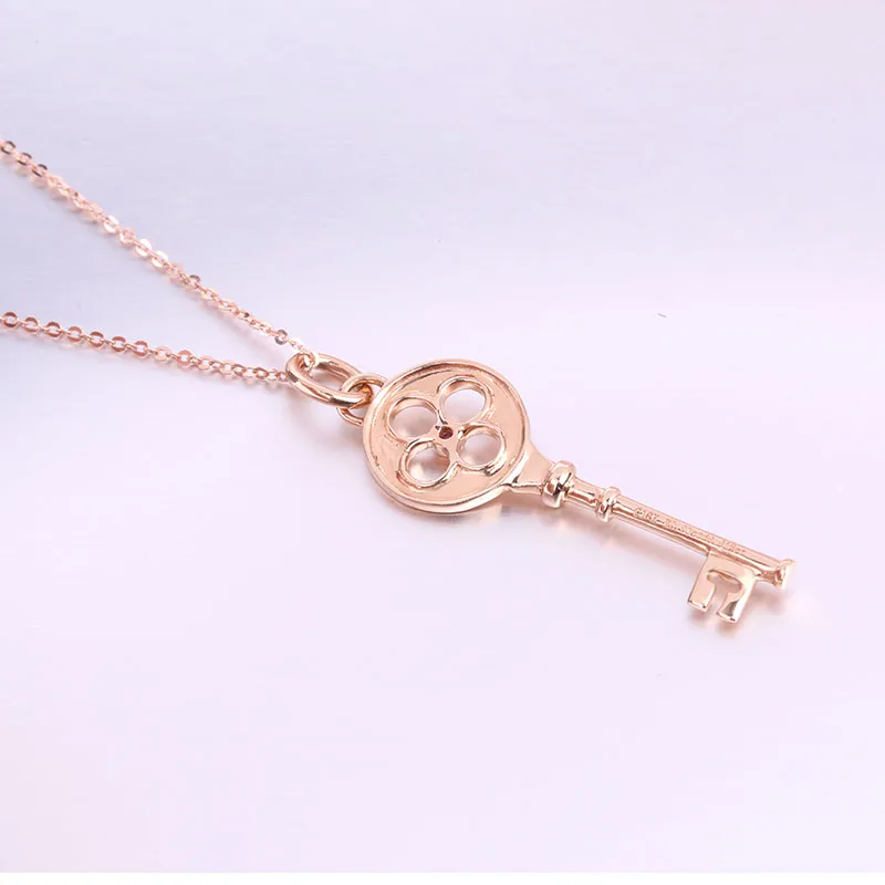 Robira 2017 Hot Sell Fashion Shiny Diamond Key Design Pendants Necklace 18K Rose Gold Ladies`Necklaces Jewelry Birthday Gift | Украшения и