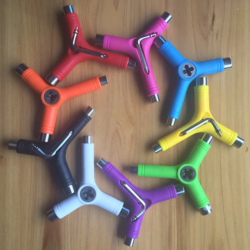 Multifunctional Y shape Skateboard Tool With Tri Socket Threader For Skate Board Longboard Scooter | Спорт и развлечения