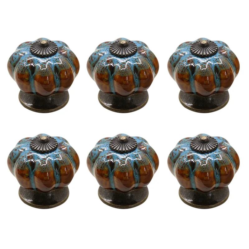 6 шт. керамические глазурованные дверные ручки в виде тыквы винтажная дверь шкафа