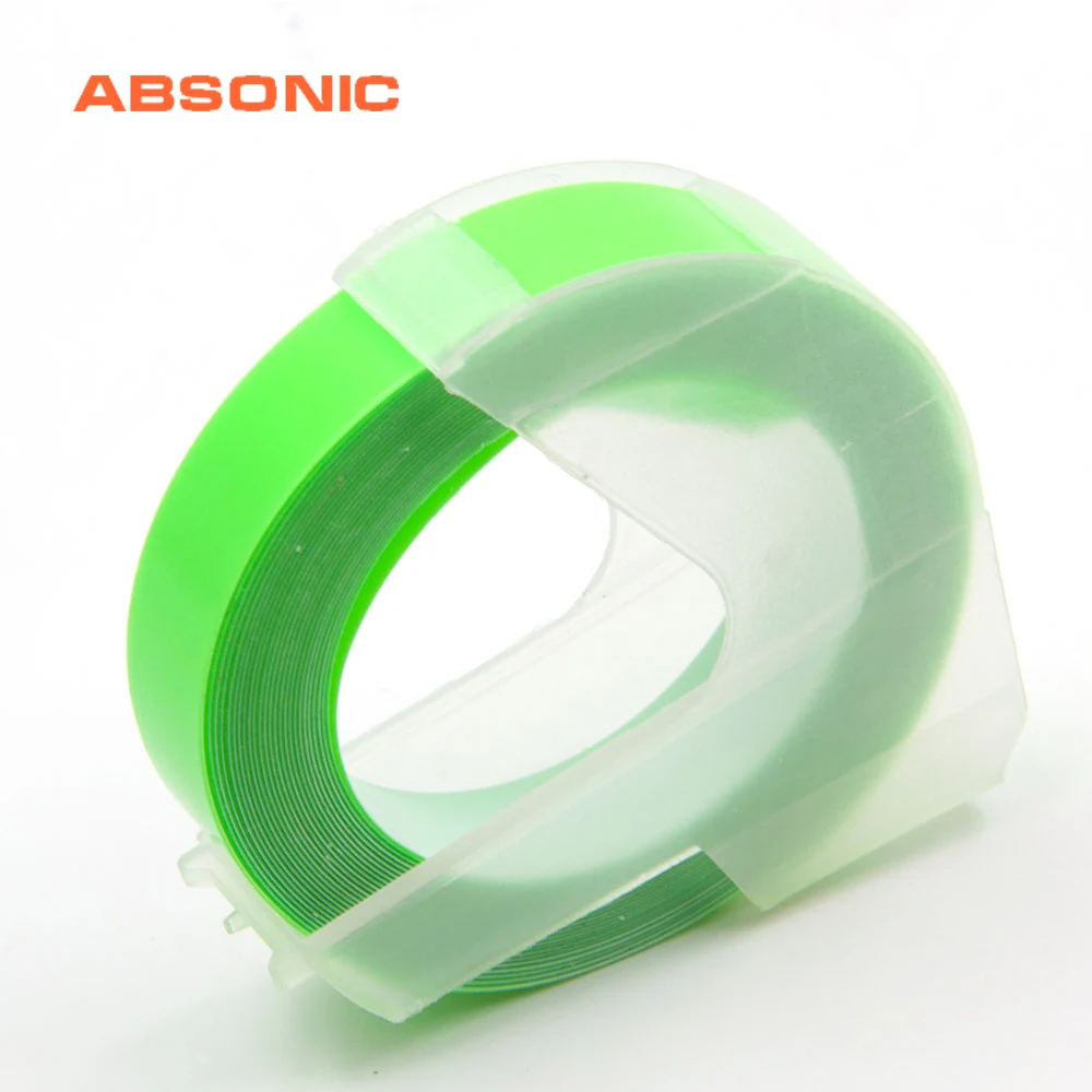 Absoonic 9 мм * 3 м флуоресцентный зеленый тег для DYMO пластиковый 3D тиснение Xpress
