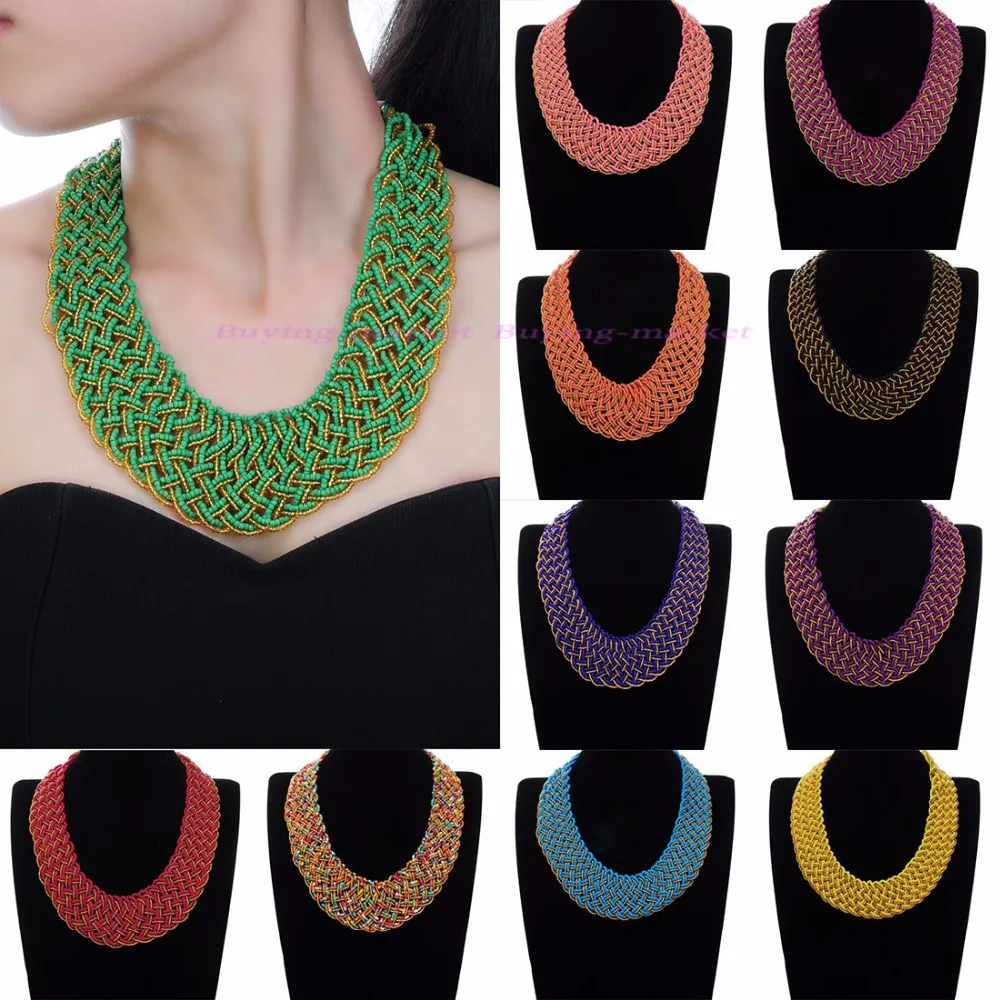 Модная Золотая цепочка 11 видов цветов бисер из смолы колье подвеска нагрудник