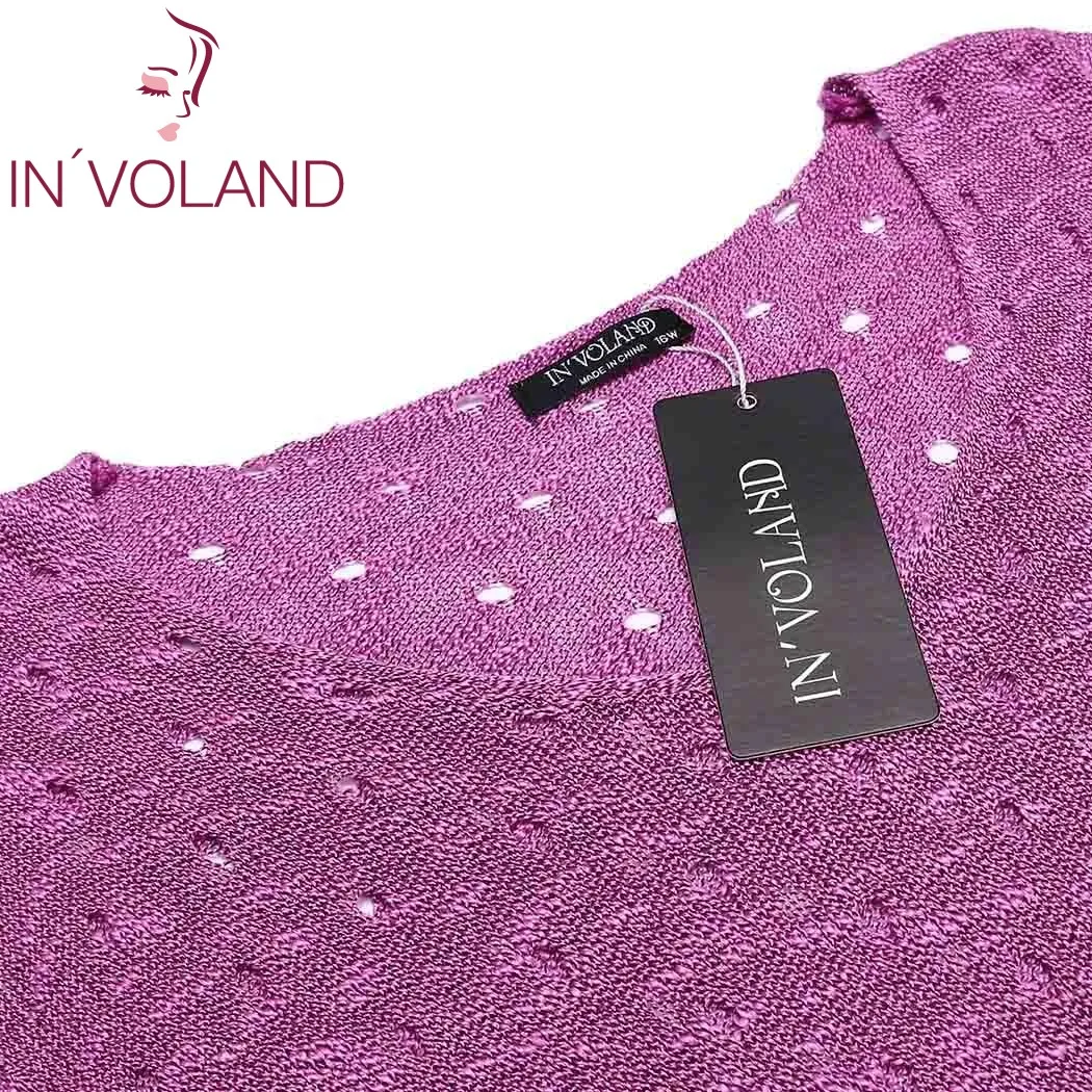 IN'VOLAND Women Sweater Tops Large Size 5XL Casual Autumn Spring Flare Sleeve Slim Hole Hollow Out Thin Female Pullover Sweaters | Женская