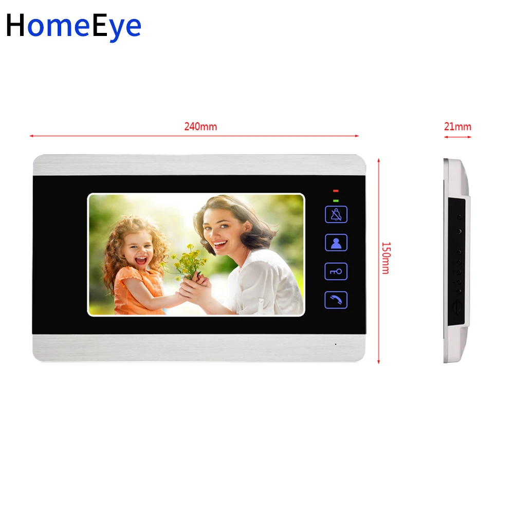 Видеодомофон HomeEye 7 дюймов 4 провода 1200 ТВЛ 8 квартир|Видеодомофон| |