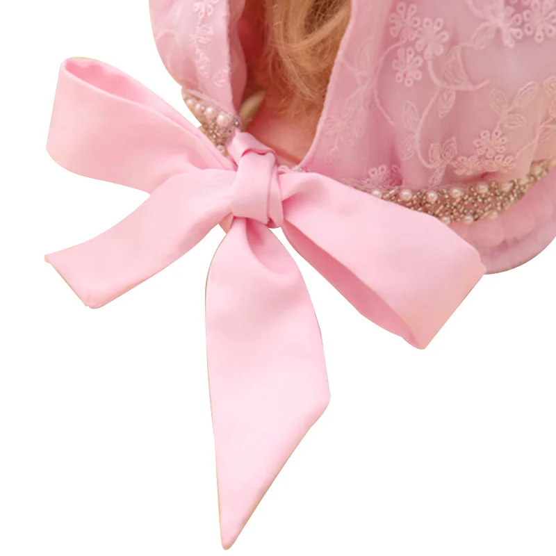 Кружевная шапочка для маленьких девочек Осенняя шапка с цветами и жемчужинами