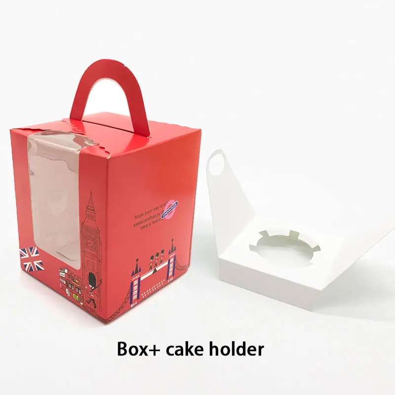 Red Cake Box 20 шт Цирк Красный солдат коробка для конфет с окном для Свадьбы Дети День рождения принадлежности конфеты упаковка для печенья, торта с держателем - Цвет: Red Cake Box