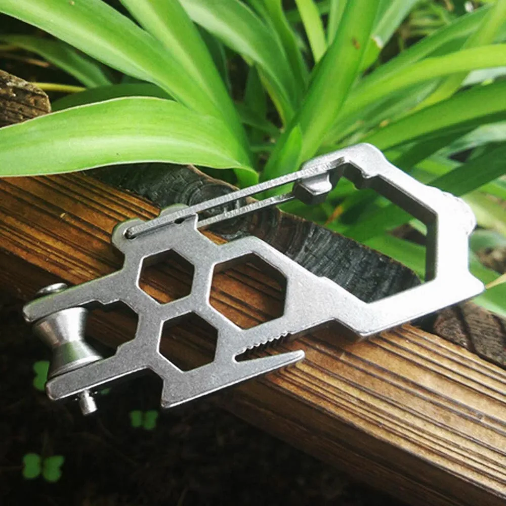 Outdoor Multitool Stainless Steel Load Bearing Carabiner w/ Pulley Screwdriver Wrench Opener Multi Camping Tool | Инструменты