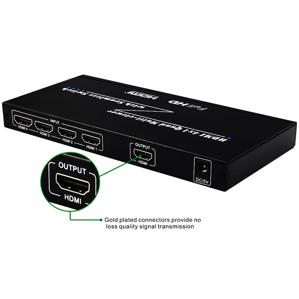 Quad Multi-Viewer 4x1 HDMI Switcher 4 Ports 1080P with Seamless IR Control Four-Way Image Splitter | Электроника