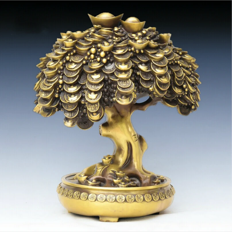 

Big size !!! Collectible Home Decorated Chinese Brass CarvedLucky Money tree Statue/Tree Sculpture 02
