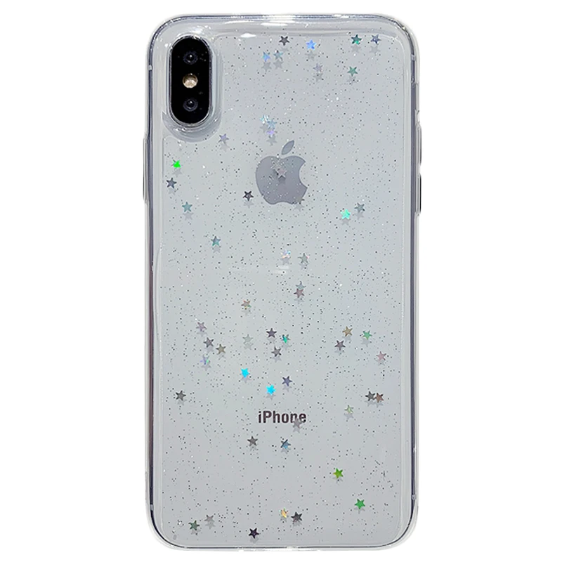Роскошный блестящий прозрачный чехол-накладка из ТПУ для Iphone Xs Max Xr 6 7 8 Plus мягкий