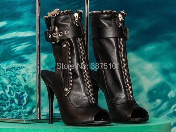 Новые Глубокий носком узкие Высокие сапоги летом из двух частей Moto Boot черный