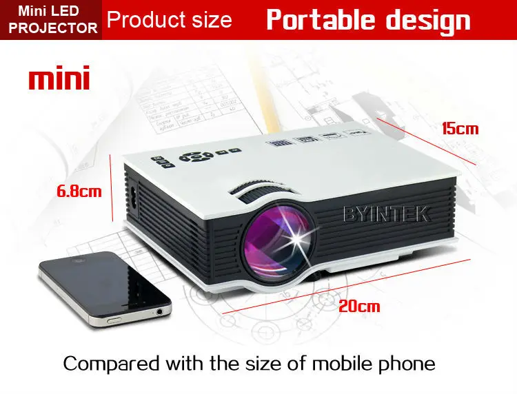 Byintek BT400 дешевые цифровые uC40 HD 1080 P Портативный HDMI USB Домашний Театр Пико ЖК-дисплей