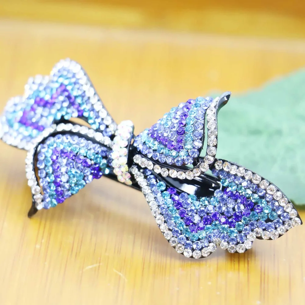 Женская заколка для волос с бантом и кристаллами 33 х87 мм|hairpin hair|hair accessories crystalcrystal
