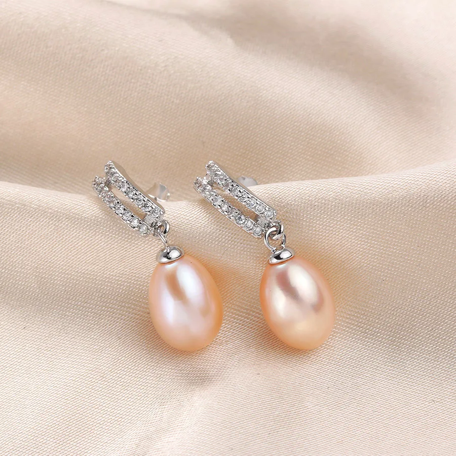 Luxury Fashion AAA Zircon Silver 925 Drop Earrings For Women Black Real Natural Freshwater Pearl Jewelry Wedding Earring | Украшения и
