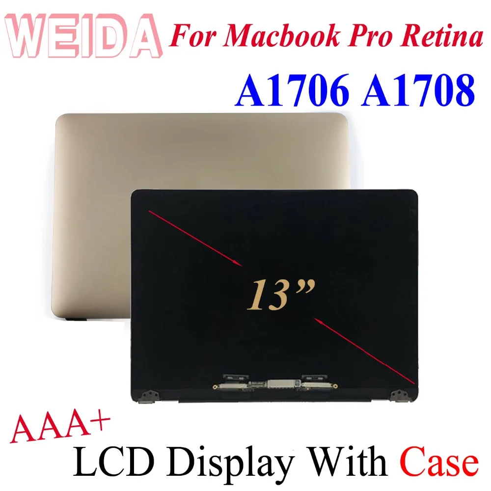 WEIDA 95% New LCD For Macbook Pro Retina 13" A1706 A1708 Display Touch Screen Full Complete Assembly Replacement