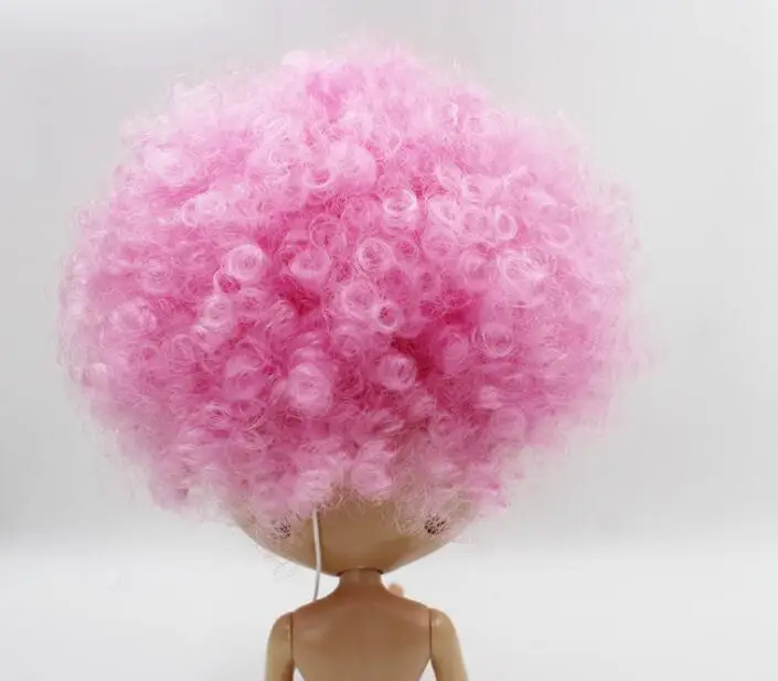 Обнаженная кукла blyth светло-коричневая кожа розовые короткие вьющиеся волосы |