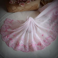 2yardslot 19cm wide embroidered tulle lace trim mesh lace trim pink lovely