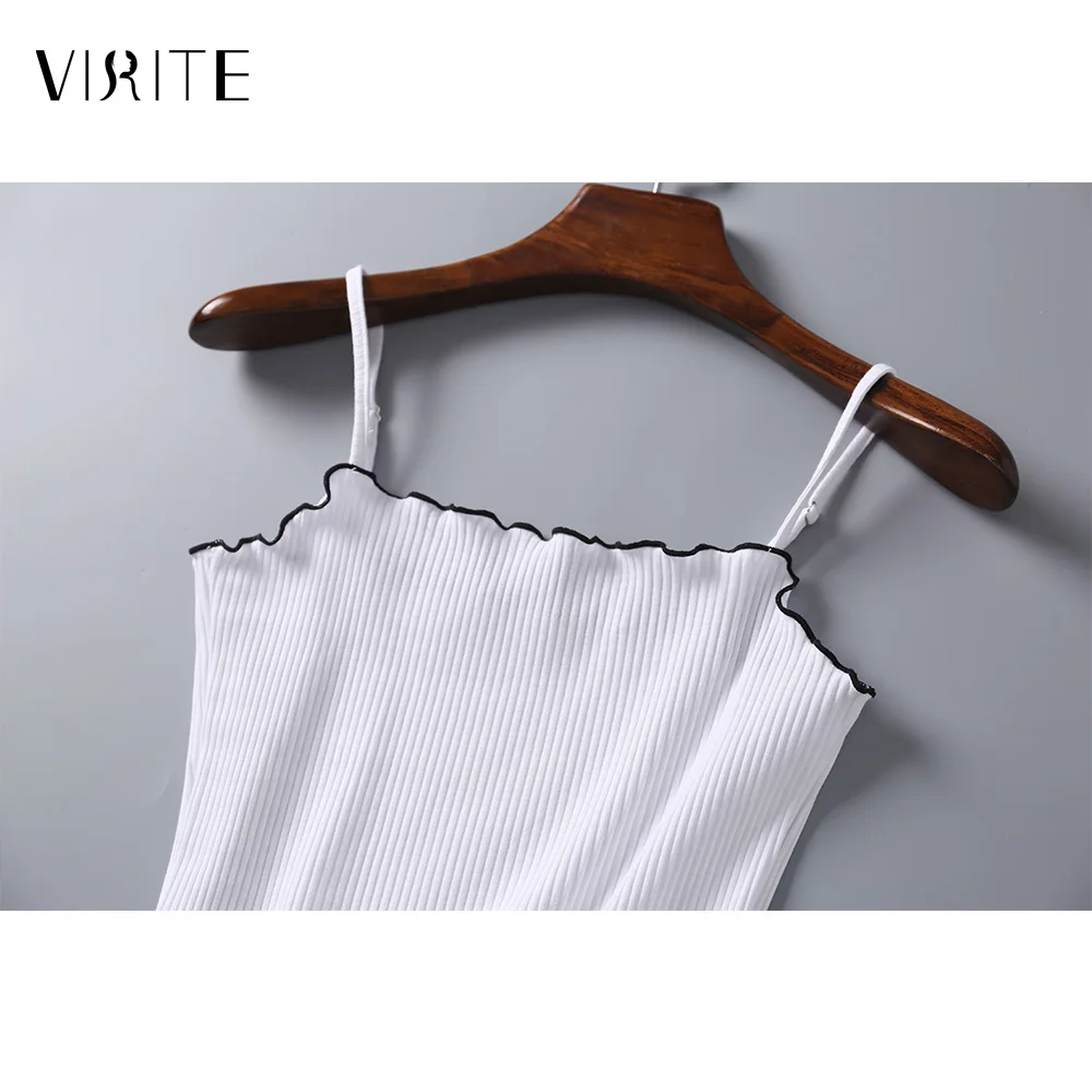 Женский трикотажный топ viite без рукавов с эластичной резинкой и волнистым