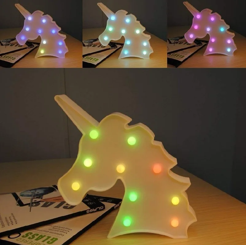 Свет единорога Единорог вечерние лампа светодиодный шатер футболки с буквами и