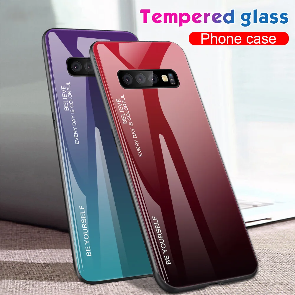 JONSNOW Радужный градиентный чехол для samsung S10 S10e S10 Plus закаленное Стекло задняя крышка для samsung S8 S9 Plus Note 8 9 чехол для телефона Capa