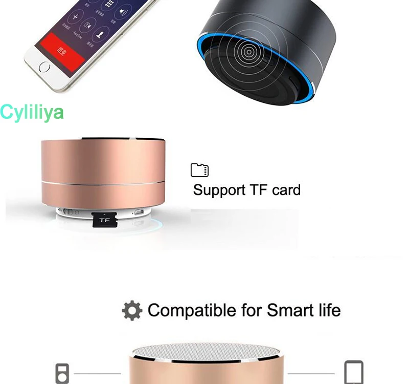 20 шт. Новый светодиодный мини Bluetooth динамик A10 TF USB FM беспроводной портативный