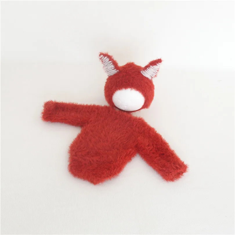 Newborn Footed Romper Knit Baby Bear Outfit Long Sleeved Onesie Photo Props Hooded And Hat Set |