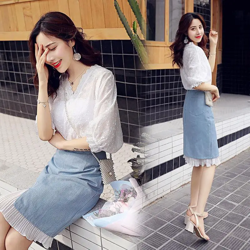 Женский летний костюм из двух частей 2019 новая модная юбка женские карманы на