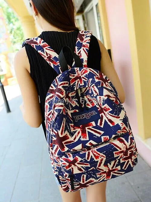 Free Shipping Fashion New Design Colorful Flag Canvas Girl School Bag Boy Backpack | Багаж и сумки