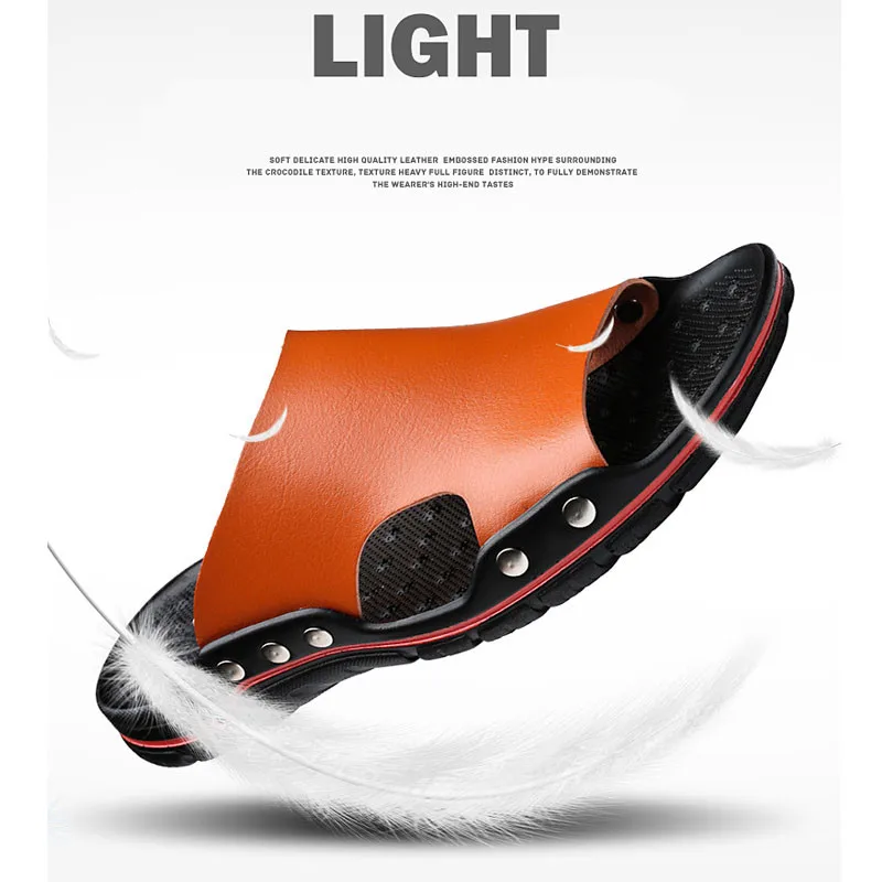 CAMEL JINGE Brand Men Outdoor Beach Slippers Sports Shoes Summer Breathable Leather Walking Men Shoes Klapki Basenowe