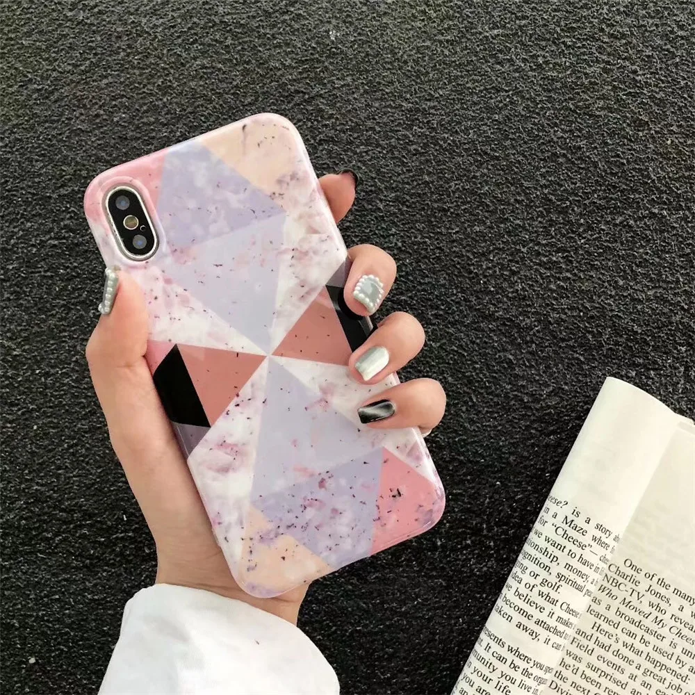 WANGFUZHI шить Мрамор рисунком чехол для iPhone 6 6S 7 8 Plus X Мягкий из ТПУ на заднюю панель