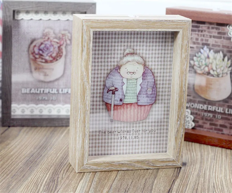 Творческие деревянные фоторамка для семьи сделай сам украшения домашнего декора