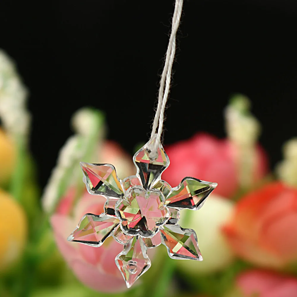 12pcs Transparent Snowflake Clear Crystal Acrylic Frozen for Xmas Tree Pendant DIY Decorative Craft Scrapbooking Decoration