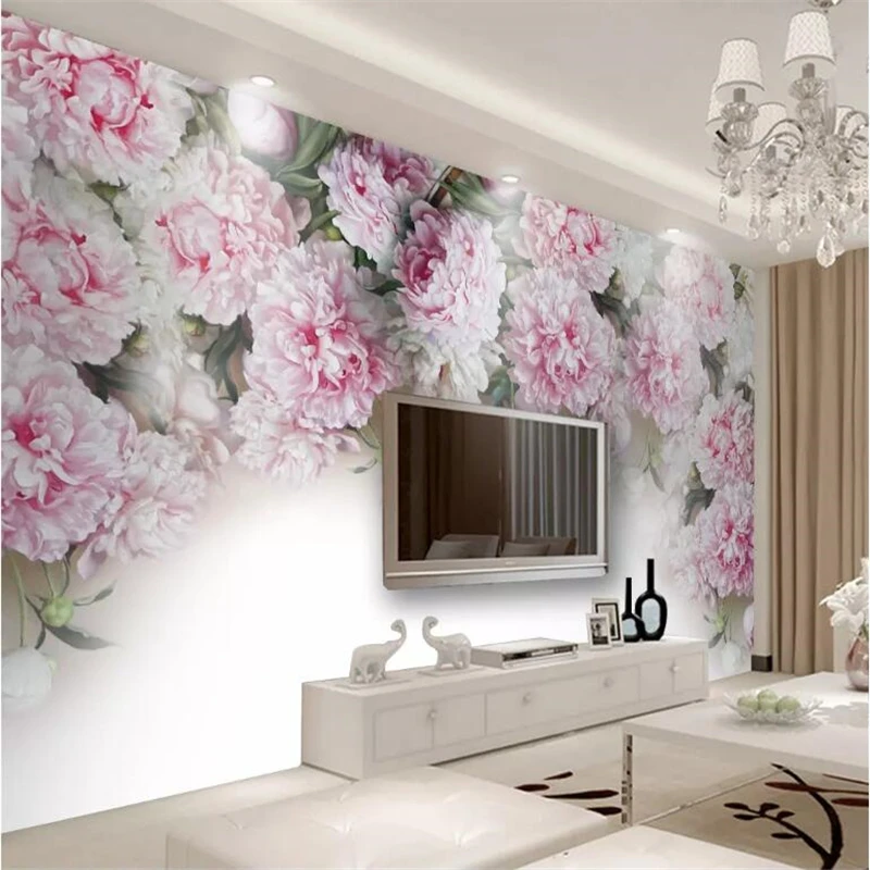 

wellyu papel de parede Custom wallpaper European romantic peony flower TV background wall wallpapers for living room behang