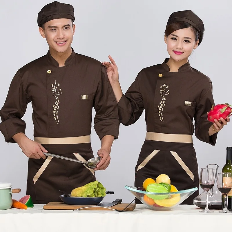 Модная форма шеф повара с длинным рукавом для отеля кухни ресторана черного