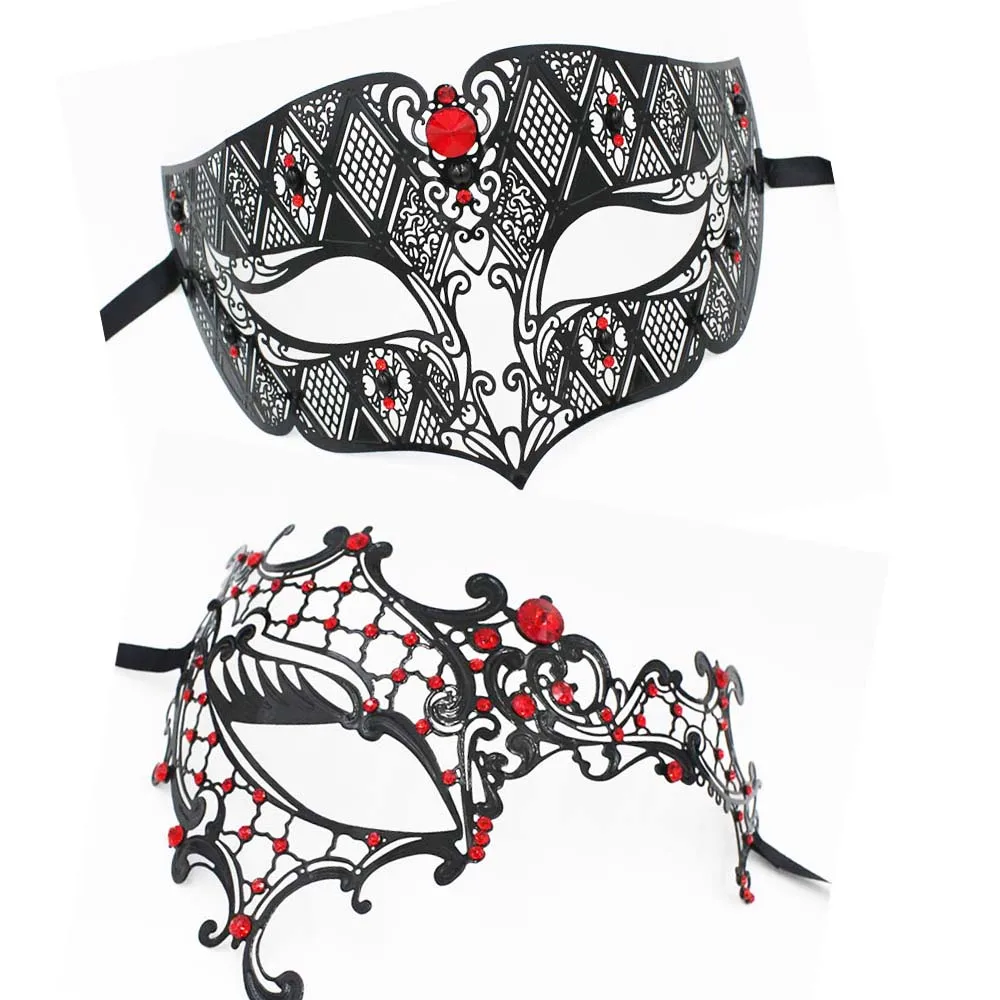 Черный красный синий алмаз маскарадный набор пара масок Свадебный костюм маска