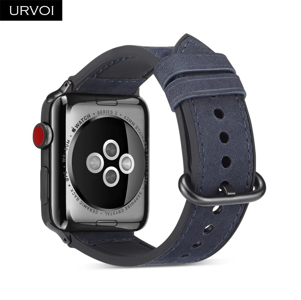 URVOI ремешок для apple watch series 5/4/3/2/1 Матовая Мягкая манжета Кожаный наручных часов iwatch