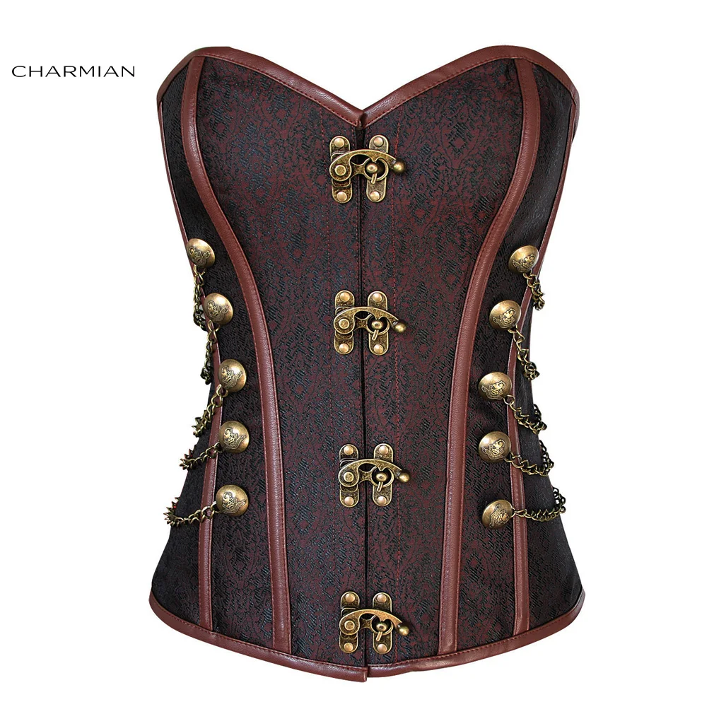 As shown 1 Charmian размера плюс, винтажный стимпанк корсет, спиральный корсет со стальными косточками, корсет, корсет, Espartilhos для женщин - Цвет: As shown 1