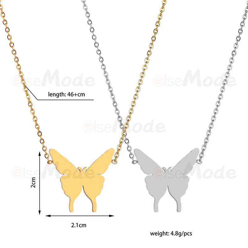 Ожерелье ELSEMODE из нержавеющей стали с подвеской-бабочкой в виде милых животных