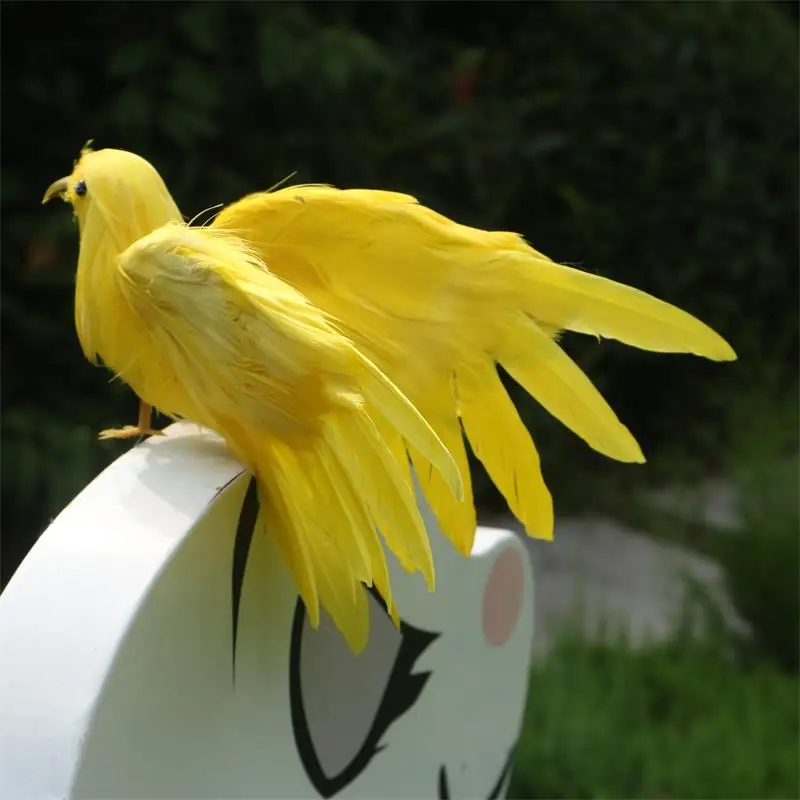 Yellow feathers flying birds simulation home decoration props wedding party | Дом и сад
