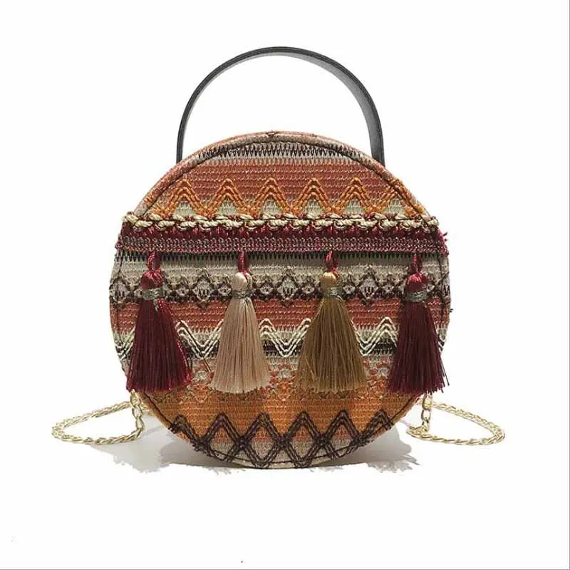 

Round Mulit Style Straw Bag Handbags Women Summer Rattan Bag Handmade Woven Beach Circle Bohemia Handbag New Fashion
