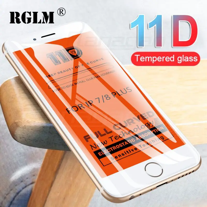 Защитное стекло RGLM 11D с изогнутыми краями для iPhone 7 8 6 6S Plus закаленное защитное X XS