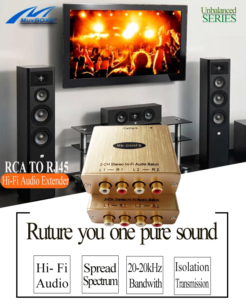 Двойной Hi-Fi аудио к Cat5e/6 адаптер 4-CH стерео аудио по Ethnernet аудио к RJ45 конвертер RCA аудио по IP