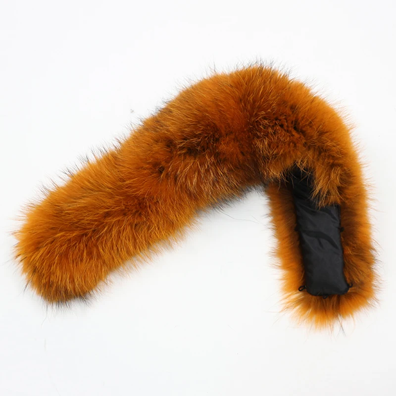 orange raccoon fur OFTBUY натуральный меховой воротник большой натуральный мех енота лисий мех - Цвет: orange raccoon fur